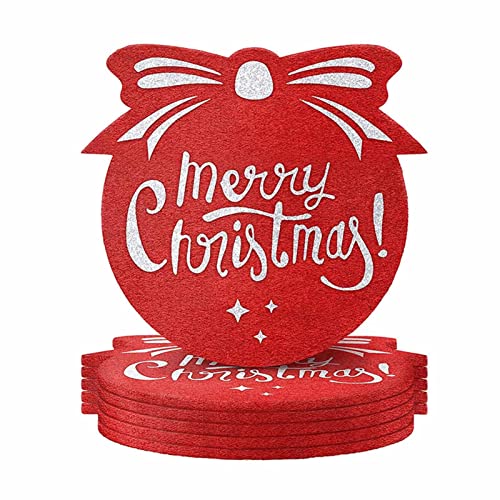 BAOK Weihnachts-Untersetzer-Set | Weihnachtsuntersetzer aus weichem Filz für Getränke, 6er-Set,Bedruckte Untersetzer für Tassen und Becher, Wohnzimmerdekoration von BAOK