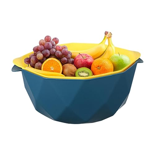 Gemüsekorb waschen | Doppelschichtiges Mehrzweck-Sieb für die Küche, Korbsieb - Mehrzweck-Sieb, Obst-Gemüse-Waschkorb, 2-in-1-Filter-Ablaufkorb für Obst und Gemüse Baok von BAOK