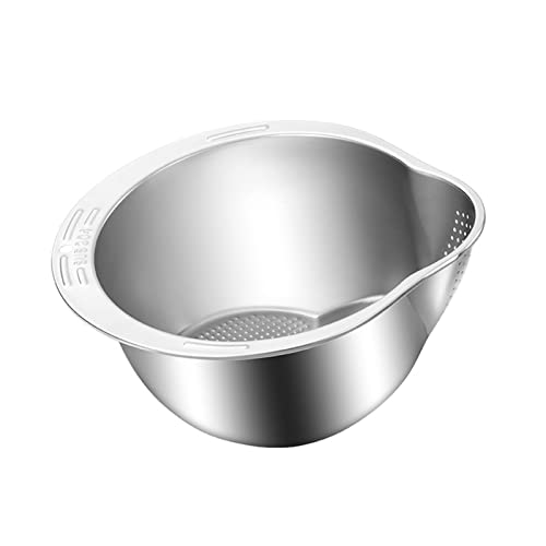 Reis-Waschschüssel - Reiswaschschüssel aus Edelstahl - Geneigtes Bodendesign, Hochleistungssieb, mikroporöse Rührschüssel für Obst Baok von BAOK