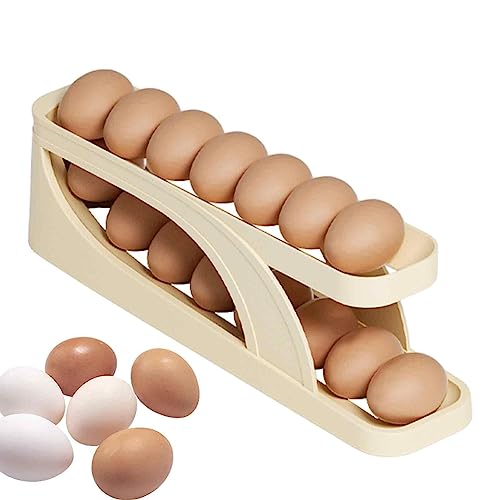 Rollender Eierhalter, Automatisch rollender Eierbehälter für Kühlschrank, schmaler zweistöckiger Kühlschrank-Eierregal, platzsparender Eierbehälter für Kühlschrank, Arbeitsplatte Baok von BAOK