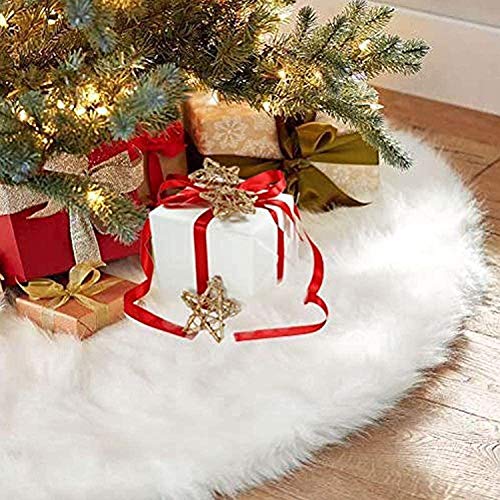 BAOKUA Weihnachtsbaum Rock,Weihnachtsbaum Teppich, 120cm Plüsch Tannenrock Weiß, Fußdecke Weihnachtsbaum, Weihnachtsbaum Dekoration（48 Zoll） von BAOKUA
