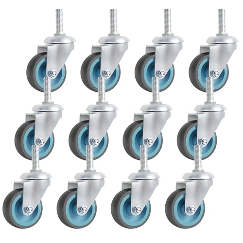 BAOLIHUI M10×30mm Lenkrollen Schwerlast 50mm, 12 Stück Rollen für Möbel Möbelrollen Klein Gummi, Schwerlastrollen 50kg pro Rad, Transportroller Werkbank Werkzeugwagen Paletten von BAOLIHUI