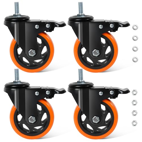 BAOLIHUI 100mm Schwerlastrollen M12mm×30mm Möbelrollen mit Bremse Rollen Schwerlast Lenkrollen 550KG Rollen für Möbel Transportroller Werkbank Werkzeugwagen Paletten von BAOLIHUI
