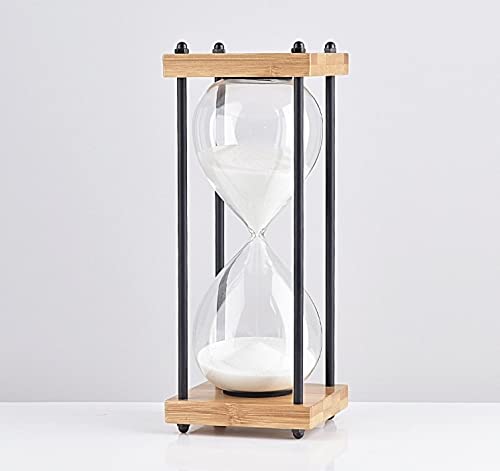 BAOLUCKWANG Sanduhr-Timer Für 30 Minuten Mit Metallsäule,Klassische Glas-Sanduhr,Kreative Holz-/Bambus-Dekoration,Sanduhr-Timer,30 Minuten,Ornament Für Küche,Restaurant,Wohnzimmer,Weiß,Bambus,30 Min von BAOLUCKWANG