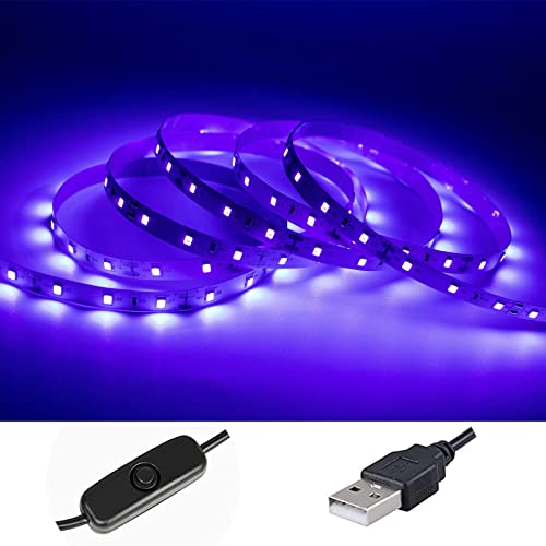 BAOMING 3M Schwarzlicht Streifen USB, UV LED Strip, 5V Flexibel Selbstklebend Lichtleiste UV Lampe IP20, Lichtband Black Light für Heimdekoration, beleuchten Sie Uranglas,Party, Club, Disco Deko von BAOMING
