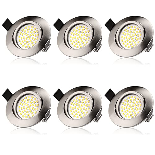 BAOMING LED LED Einbaustrahler Ultra flach Tageslicht Weiß 5W 480 LM Dimmbare Einbauleuchten led 40 Grad drehbare Strahler für Wohnzimmer Schlafzimmer Flur 6 Pack von BAOMING