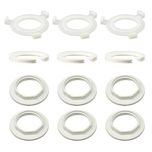 Lampenschirm-Adapterring, Lampenschirmring, Lampenschirm-Reduzierringe – E14/E27 Konverter-Adapter, Ersatz, Fassung Lampenschirm-Unterlegscheibe (Weiß, 12 Stück) von BAOMUMAYE