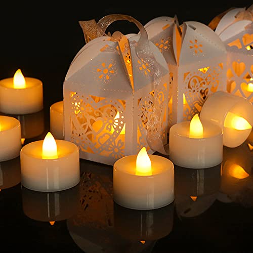 HAZENS LED Teelichter mit Timer 12-Stück | Elektrische flackernde Kerzen Mit Timerfunction | flammenlose Teelichter | automatisch 6 Stunden an & 18 Stunden aus 3.5x3.6CM, warm-weiß von HAZENS