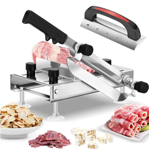 BAOSHISHAN Handbuch Gefrorener Fleischschneider Manueller Fleischschneider Meat Slicer für Kräuter Ginseng Nougat Speck Verstellbare Dicke GZM-3120 von BAOSHISHAN