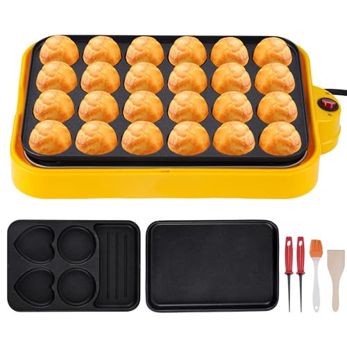 BAOSHISHAN Takoyaki Maker Elektrische Takoyaki-Pfanne 24 Löcher mit 3 elektrischen Bratpfannen für Octopus-Kugeln Frühstück Spiegeleier Pfannkuchen Steak 800W 220V von BAOSHISHAN