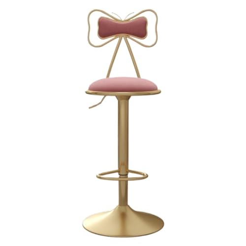 BAOSHUPINGY Bar StüHle Barstuhl, Anhebbare Und Drehbare Rückenlehne, Kreativer Hochstuhl, Leichter Luxus-Barstuhl, Einfacher Rezeptions-Hochhocker Bar Chair (Color : Pink, Size : A) von BAOSHUPINGY