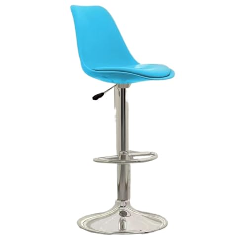 BAOSHUPINGY Bar StüHle Barstuhl, Moderner, Minimalistischer Rezeptionsstuhl, Drehbarer Kunststoffstuhl, Nach Hause, Hoher Hocker, Barstuhl, Rückenlehne Bar Chair (Color : Blue, Size : A) von BAOSHUPINGY