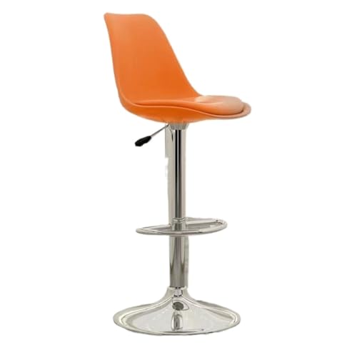 BAOSHUPINGY Bar StüHle Barstuhl, Moderner, Minimalistischer Rezeptionsstuhl, Drehbarer Kunststoffstuhl, Nach Hause, Hoher Hocker, Barstuhl, Rückenlehne Bar Chair (Color : Orange, Size : A) von BAOSHUPINGY