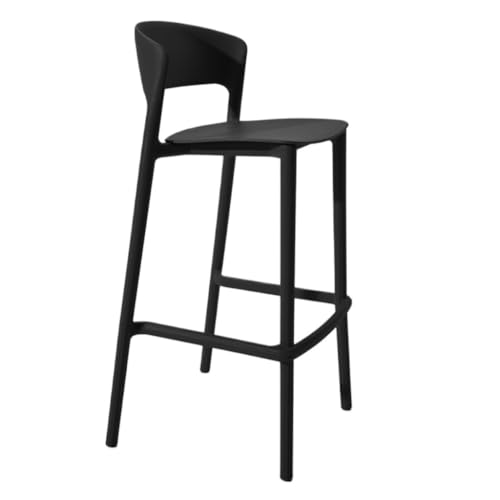 BAOSHUPINGY Bar StüHle Einfache Barstühle, Barstühle Mit Kunststoffrückenlehne, Stapelbare Hohe Hocker for Die Rezeption, Leichte Luxus-Barstühle Bar Chair (Color : Black, Size : A) von BAOSHUPINGY