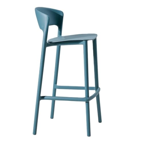 BAOSHUPINGY Bar StüHle Einfache Barstühle, Barstühle Mit Kunststoffrückenlehne, Stapelbare Hohe Hocker for Die Rezeption, Leichte Luxus-Barstühle Bar Chair (Color : Blue, Size : A) von BAOSHUPINGY