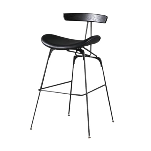 BAOSHUPINGY Bar StüHle Moderner, Einfacher Bar-Hochstuhl Mit Rückenlehne, Holz-Hochhocker, Eisen-Barstuhl, Lässiger, Leichter Luxus-Barstuhl Bar Chair (Color : Black, Size : A) von BAOSHUPINGY
