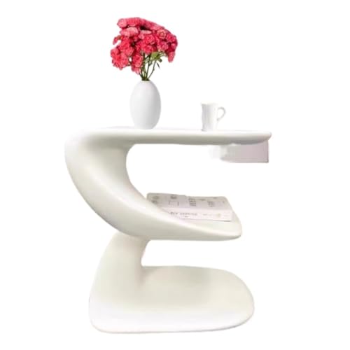 BAOSHUPINGY Kleine Tische Leichter, Luxuriöser, Kreativer Wohnzimmer-Sofa-Beistelltisch, Kleiner Couchtisch, Nachttisch, Mehrschichtiger Aufbewahrungsschrank Tisch Klein(Color:White) von BAOSHUPINGY
