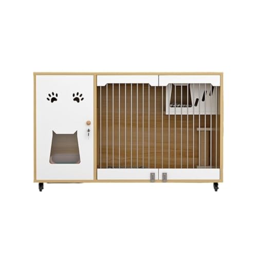 Katzenvilla Katze Villa Haushalt Massivholz Katze Nest Licht Luxus Katze Haus Cattery Indoor Haushalt Katze Käfig Katze Schrank Katzenhaus(Color:B,Size:140 * 60 * 80CM) von BAOSHUPINGY