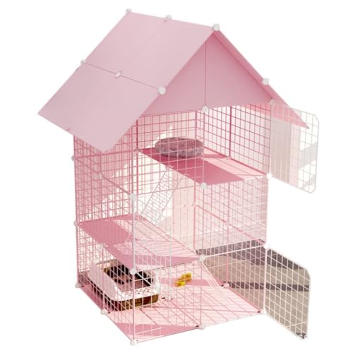 Katzenvilla Katzenkäfig Katzenvilla Dreistöckiger Katzenkäfig for den Haushalt Zweistöckiger Haustierkäfig Katzenhaus for den Innenbereich Katzenhaus Katzenzucht Katzennest Katzenhaus(Size:3) von BAOSHUPINGY