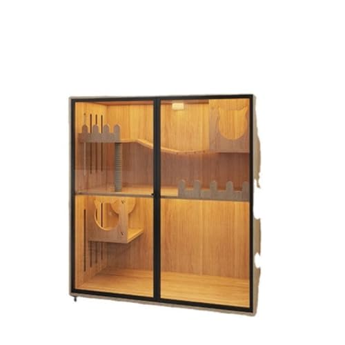 Katzenvilla Katzenvilla, Katzennest aus Holz, Luxuskäfig, Heim-Innenschrank, Nest, Massivholzvitrine, Katzenklettergerüst Katzenhaus(Size:10) von BAOSHUPINGY