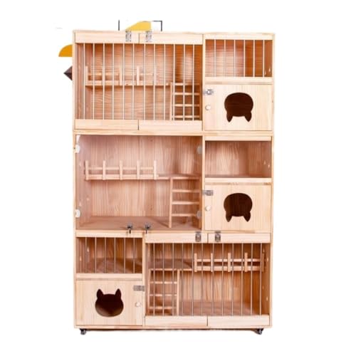 Katzenvilla Massivholz Katzenvilla, Katzenkäfig, Katzennest, kleines Katzenhaus, Katzenzimmer, Haushalt, Katzenvilla, Vitrine, Katzenschrank Katzenhaus(Size:10) von BAOSHUPINGY