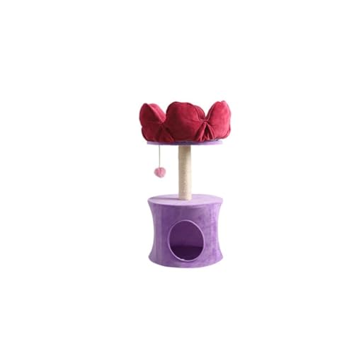 Kratzbaum Abnehmbarer und waschbarer Sisal-Kletterrahmen for Katzen mit Nest, mehrschichtiges Katzen-Kletterbaum-Kratzspielzeug Kratzbaum FüR Katzen (Color : Purple, Size : A) von BAOSHUPINGY