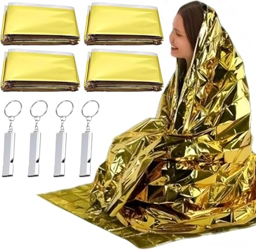 BAOSROY Rettungsdecken,Rettungsdecke Gold Silber,Rettungsfolie Gold/Silber 210x160cm,Thermo Wärmedecke Verbandskasten,Notfalldecke,Rettungsfolie für Erste Hilfe Notfall Deko Tischdecke (4) von BAOSROY
