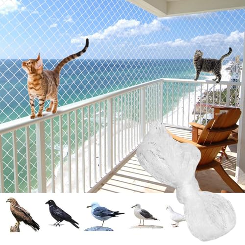 Katzennetz für Balkon,Katzennetz 5 x 10m,Katzennetz für Balkon Ohne Bohren,Katzennetz Drahtverstärkt,Katzennetz Transparent,Katzenschutznetz,Transparent Vogelschutznetz,für Balkon,Terrassen,Fenstern von BAOSROY