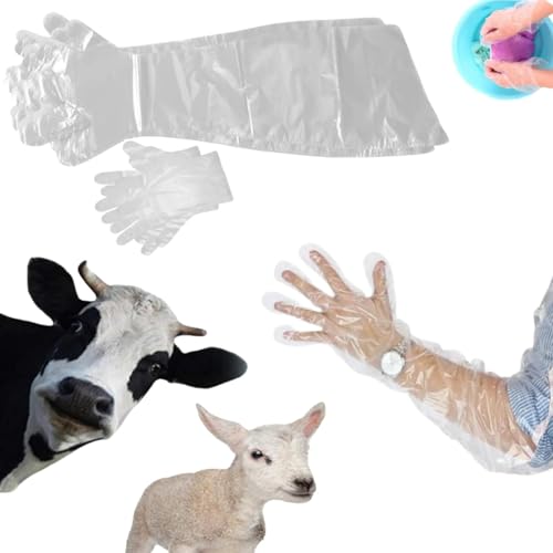 BAOSROY Veterinär Handschuh,Handschuhe Lang,Veterinärhandschuhe Extra Lange,Handschuhe Einweg,Einmalhandschuhe,Lange Handschuhe Einweg,Handschuhe zur Viehbesamung,Transparent Haushaltsreinigung,50PCS von BAOSROY