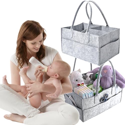 BAOSROY Wickeltasche Organizer,Baby Windel Caddy Organizer,Tragbarer Filztasche mit Fächern Wickelorganizer,Kinder Car Wickel Bag,Tragbarer Filztasche,Baby Windel Aufbewahrungskorb mit Fächern von BAOSROY
