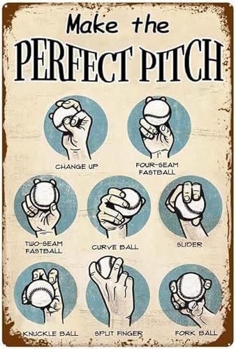 Metall-Blechschild im Retro-Stil "Make The Perfect Pitch", Wanddekoration, Baseball-Sportschild, Baseball-Poster, Geschenke für Jungenzimmer, Schlafzimmer, dekorativ für Männer und Frauen, Zuhause von BAOTEG