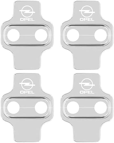 BAOYBS 4 Stück Autotürschlossabdeckung für Opel Corsa D A B C E F OPC Accessories 2021-2017, Selbstklebend Edelstahl Türschlossschutz Riegelschloss Zierverkleidung Auto-Styling-Zubehör,Silver von BAOYBS
