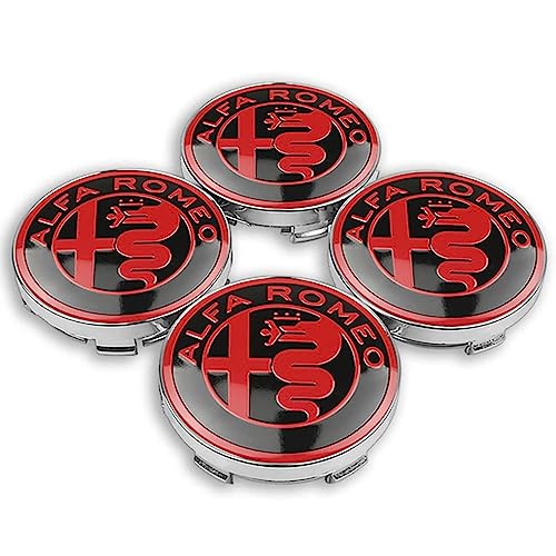 BAOYBS 4 Stück Nabendeckel für Alfa Romeo Mito Giulietta Giulia Stelvio 4C 159 166 159 157 147, Zentralabdeckung Felgendeckel Radzierblende Wasserdicht Staubdicht Wheel Caps aus Hochwertiges ABS 60mm von BAOYBS