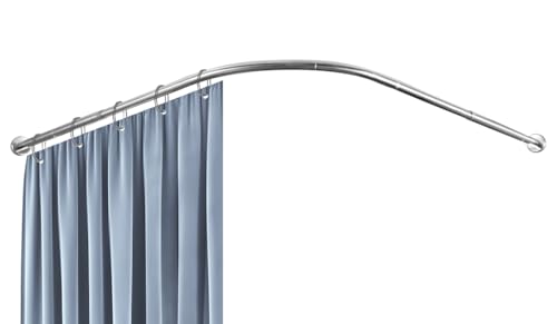BAOYOUNI Duschvorhangstange Gebogen L Form, Verstellbare Ecke Duschstange aus Edelstahl, Bohrmontage Duschvorhangstangenhalter für Badezimmer, Badewanne, Umkleidekabine, (90-130) x (90-130) cm von BAOYOUNI