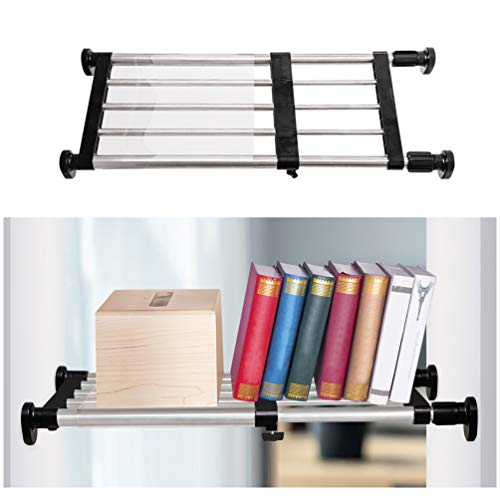 BAOYOUNI Verstellbares Regal Teleskop Schrank Organizer Rack Erweiterbar kleiderschrank Edelstahl Teleskopregal Ohne Bohren, Ausziehbare 50-80 cm, für Schlafzimmer, Bad, Küche, Schwarz, 2 Stück von BAOYOUNI