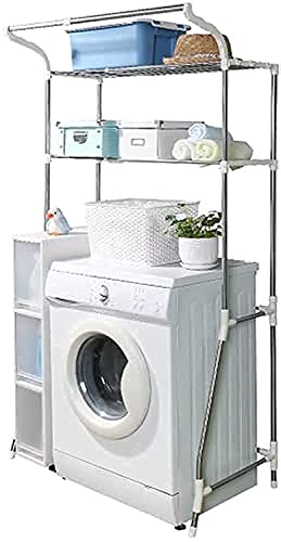 BAOYOUNI Waschmaschinenregal Verstellbar aus Metall, Toilettenregal mit 2 Ablagen und Hängestange, Badregal Waschmittel Organizer, Einfach zu Montieren, (62-101) x 48 x 173cm, Elfenbein BAOYOUNI Waschmaschinenregal Verstellbar aus Metall, Toilettenregal mit 2 Ablagen und Hängestange, Badregal Waschmittel Organizer, Einfach zu Montieren, (62-101) x 48 x 173cm, Elfenbein von BAOYOUNI
