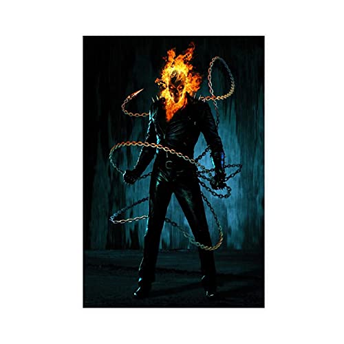 Ghost Rider Johnny Blaze Nicolas Cage Film Classics 9 Leinwand Poster Wandkunst Dekor Druck Bild Gem?lde f?r Wohnzimmer Schlafzimmer Dekoration ohne Rahmen 60 x 90 cm von BAOZHI