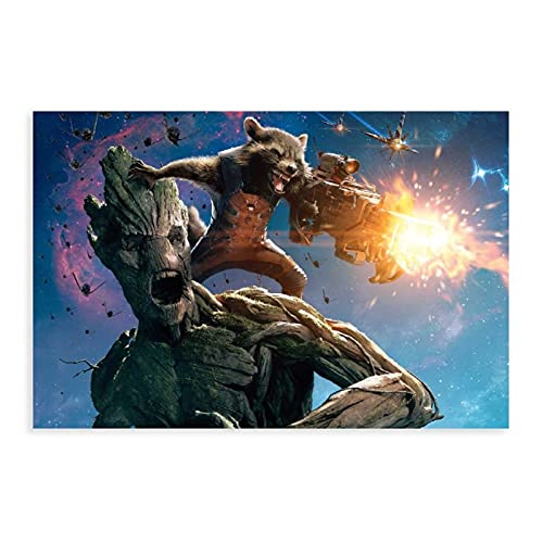 Groot Rocket Raccoon Movie Hero Galaxy 1 Canvas Poster Bedroom Decor Sports Landschaft Office Room Decor Gift Unframe:12×18inch(30×45cm) von BAOZHI