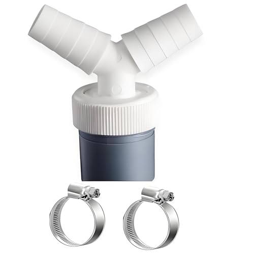 BAPPKON Geschirrspüler & Waschmaschine Abfluss Adapter Doppelanschluss Y, Zulaufrohr Ø 18-24 mm/Auslaufrohr Ø 40 mm, mit 2-teiliger Schlauchschelle Ø 20-32 mm von BAPPKON