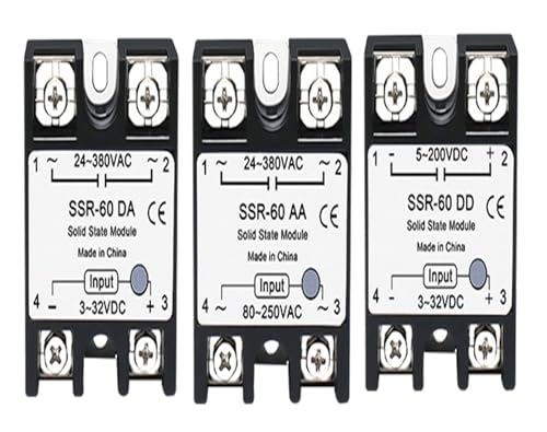 1 STÜCKE SSR Solid State Relais 10A 25A 40A 50A 60A 80A 100A DC Zu AC AC Zu AC DC Zu DC Einphasensteuerung Nicht-kontaktieren Relais(AC-AC,1PCS SSR 60A) von BAPPRJJ