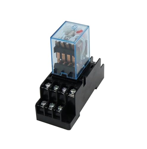 1 Satz MY4NJ kleines elektromagnetisches Leistungsrelais AC 12 V 24 V 36 V 48 V 110 V 220 V 380 V Spule 4NO 4NC DIN-Schiene 14 Pins + Basisrelais(DC,24V) von BAPPRJJ