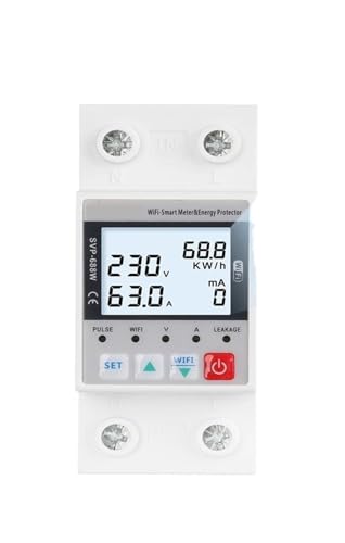 SVP688 63A 230VAC Relais-Energiezähler kWh-Messschalter-Timer mit Spannungsstrom- und Leckageschutz(No WIFI with Light) von BAPPRJJ