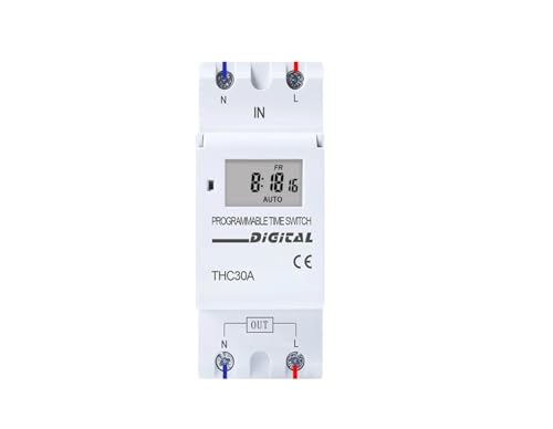 Typ Din-Schiene 2-adrig Wöchentlich 7 Tage Programmierbare digitale ZEITSCHALTUHR Relais-Zeitschaltuhr-Steuerung AC 220 V 230 V 12 V 24 V 48 V 16 A 30 A(48V DC AC) von BAPPRJJ