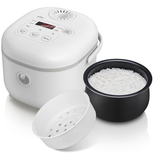 Bear Reiskocher 3,5 Tassen (ungekocht) mit Dampfgarer, Multifunktioneller 350W Elektrischer Rice Cooker Mini,6 Reiskochfunktionen für 2-4 Personen,Weiß von BAR