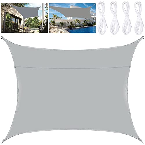 BARAKYEG Sonnensegel Rechteck 2 x 3 Meter Sonnenschutz Wasserdicht,UV-Schutz,Luftdurchlässig,Garten Balkon & Terrasse Camping Outdoor Wetterbeständig inkl Befestigungsseile (grau) von BARAKYEG