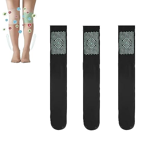 3 Stück Pearl Moon Ionische Korrektur Lymphatische Entgiftung Lange Röhren-Seidenstrümpfe, Kniestrümpfe, Beifuß-Akupressur-Shaping-Stretch-Socken (Color : Black, Size : One Size) von BARASH