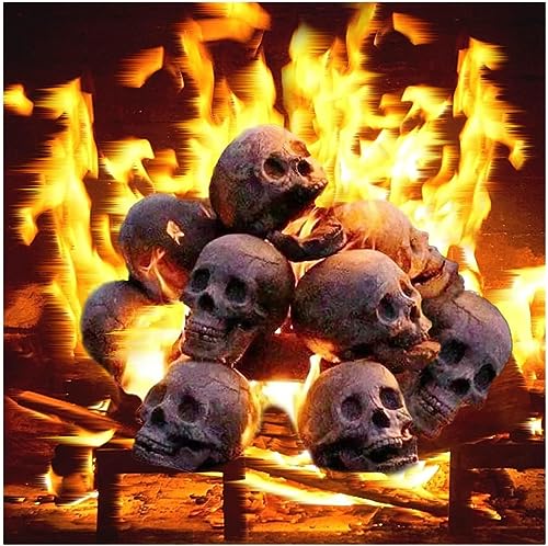 5 Stück Halloween-Feuerstelle, Totenkopf-Requisiten aus Kunstharz, wiederverwendbarer Halloween-Schädel, for Lagerfeuer, Lagerfeuer, Kamin, Feuerstelle, Tisch-Skelettkopf-Heimdekoration ( Color : 5PCS von BARASH