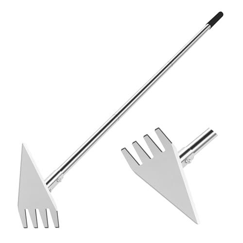BARAYSTUS Doppelkopf Gartenhacke, Multifunktionale Gartenhacke aus Edelstahl, rutschfest, verstellbar langem Stiel, ergonomisch hacke Garten, Zum Auflockern und Jäten von BARAYSTUS