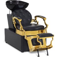 Friseurstuhl mit Waschbecken Retro 8653 (Gold-Schwarz/Kunstleder) - Barberpub von BARBERPUB
