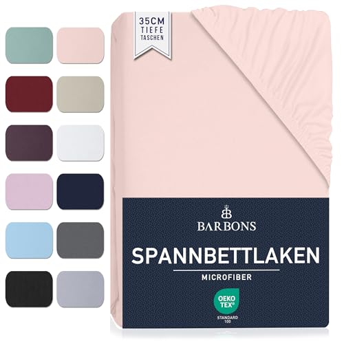 Spannbettlaken 160x200cm - Gebürstete Polyester Mikrofaser 35 cm Tiefe Tasche Spannbetttuch Oeko-TEX Zertifiziert Bettlaken Bettbezug für Boxspringbett Dicke Matratzen (160 x 200 cm - Rosa) Spannbettlaken 160x200cm - Gebürstete Polyester Mikrofaser 35 cm Tiefe Tasche Spannbetttuch Oeko-TEX Zertifiziert Bettlaken Bettbezug für Boxspringbett Dicke Matratzen (160 x 200 cm - Rosa) von BARBONS